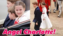 Princess Charlotte is beautiful & confident as she steps onto the palace balcony with George & Louis