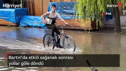 Bartın’da etkili yağış... Yollar göle döndü