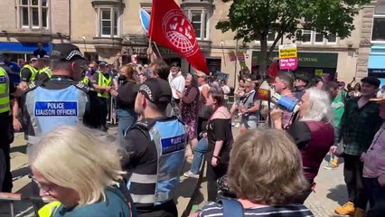 Police escort far right protesters from Elgin High Street