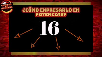 EXPRESANDO el número 16 en potencias. EXPRESSING the number 16 in powers.