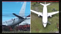 Les touristes qui voient l'énorme avion de passagers sur le terrain ne peuvent cacher leur surprise