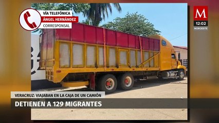 Autoridades detienen a 129 migrantes que viajaban en la caja de un camión en Veracruz