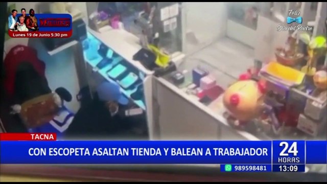 Tacna: usan tremenda escopeta para asaltar tienda y balean a trabajador