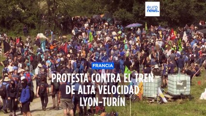 Protesta ecologista contra la construcción del tren de alta velocidad entre Francia e Italia
