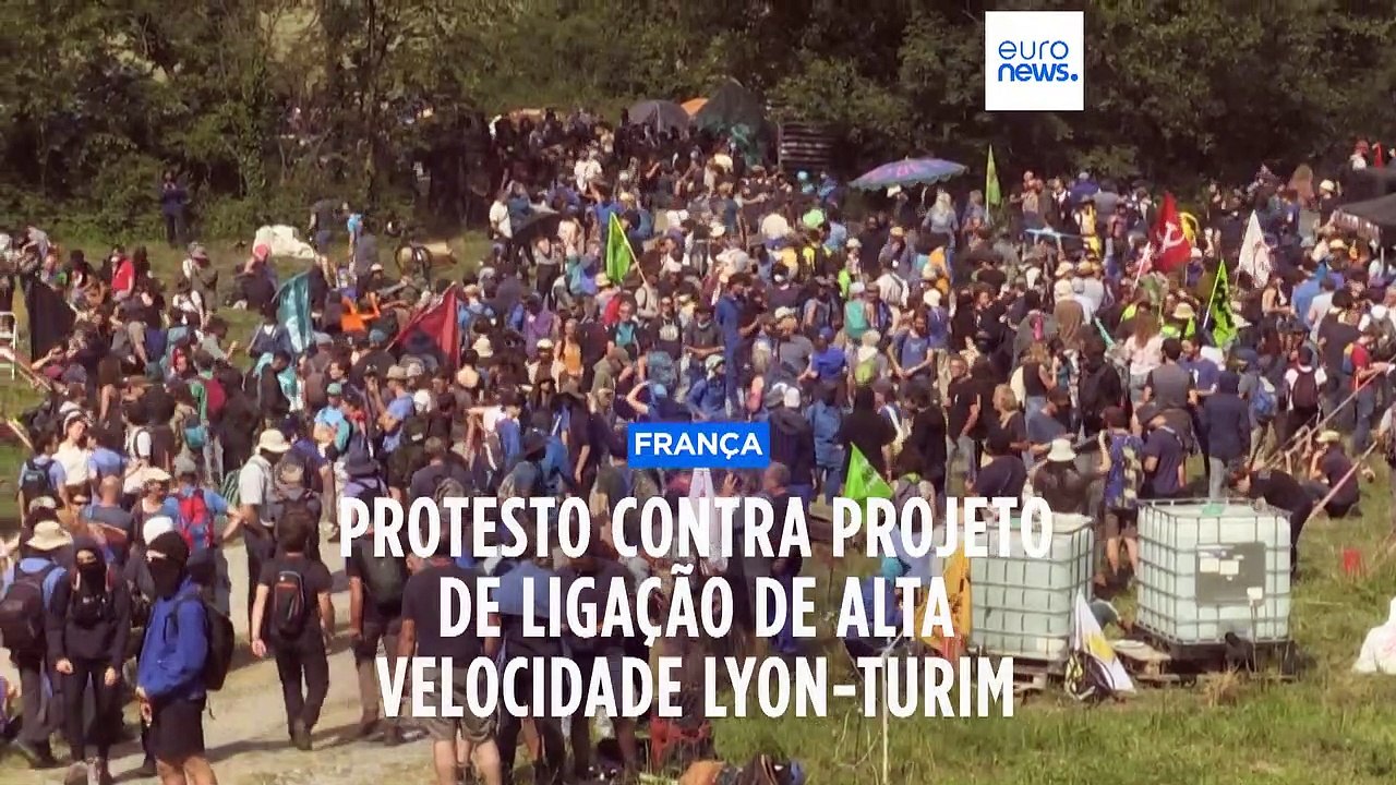 Manifestação contra projeto de linha de alta velocidade entre Lyon e Turim