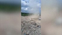 Tip worker captures amazing footage of dust devil spinning through a recycling centre
