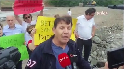 Uskumruköy'de beton santrali inşaatı protesto edildi