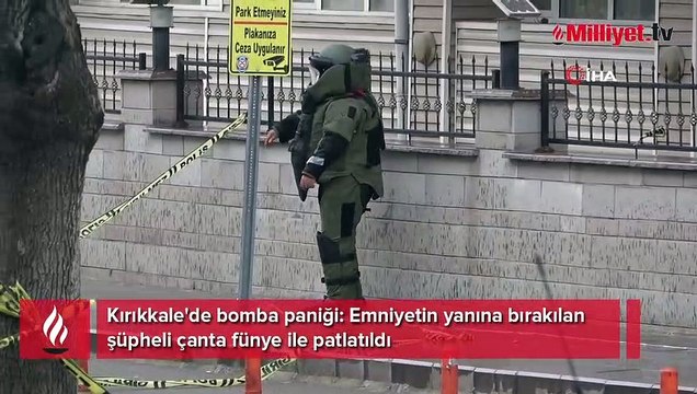Kırıkkale'de 'bomba' paniği! Emniyetin yanına bırakılan çanta fünye ile patlatıldı