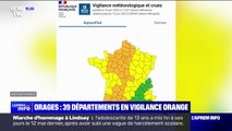 Orages: 39 départements sont désormais placés en vigilance orange