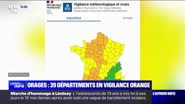 Orages: 39 départements sont désormais placés en vigilance orange