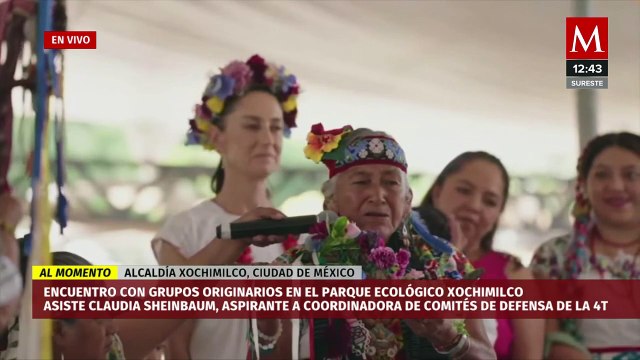 Claudia Sheinbaum recibe el bastón mando de los pueblos y barrios originarios en Xochimilco