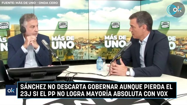 Sánchez no descarta gobernar aunque pierda el 23J si el PP no logra mayoría absoluta con Vox