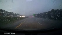 Dash Cam Captures Lightning Striking Vehicle on Highway