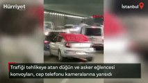 İstanbul'da trafiği tehlikeye atan konvoylar kamerada