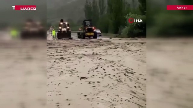 Ankara-Bala yolu sel nedeniyle ulaşıma kapandı