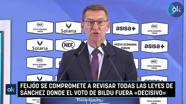 Feijóo se compromete a revisar todas las leyes de Sánchez donde el voto de Bildu fuera «decisivo»