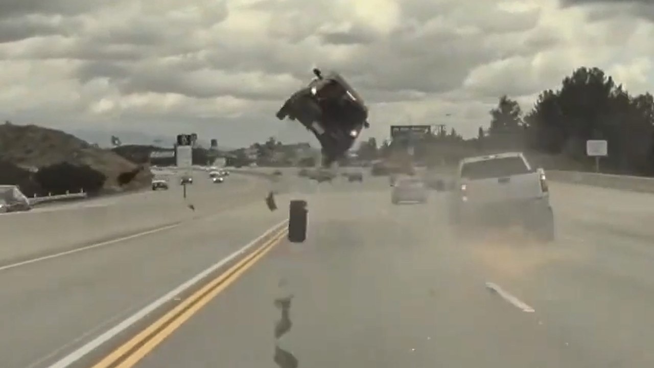 SHOCKING Moment as CAR FLIES Through the Air After Being Hit by Loose ...