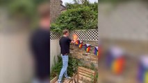 Laurence Fox burns Pride flags