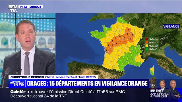 15 départements placés en vigilance orange orages par Météo-France