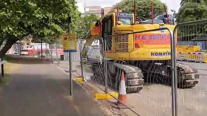 Southern Water overland pipe in old Portsmouth