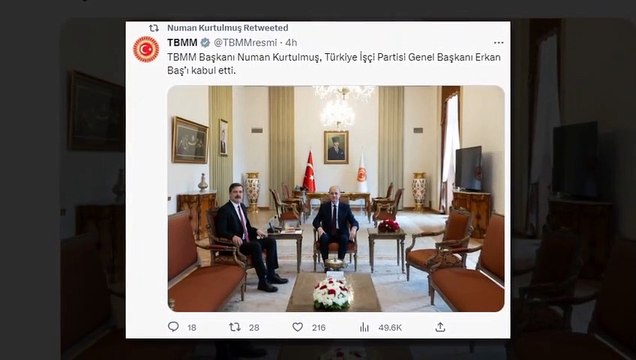 TİP Genel Başkanı Erkan Baş'tan TBMM Başkanı Kurtulmuş'a ziyaret! Can Atalay'ın tutukluluğu konuşuldu