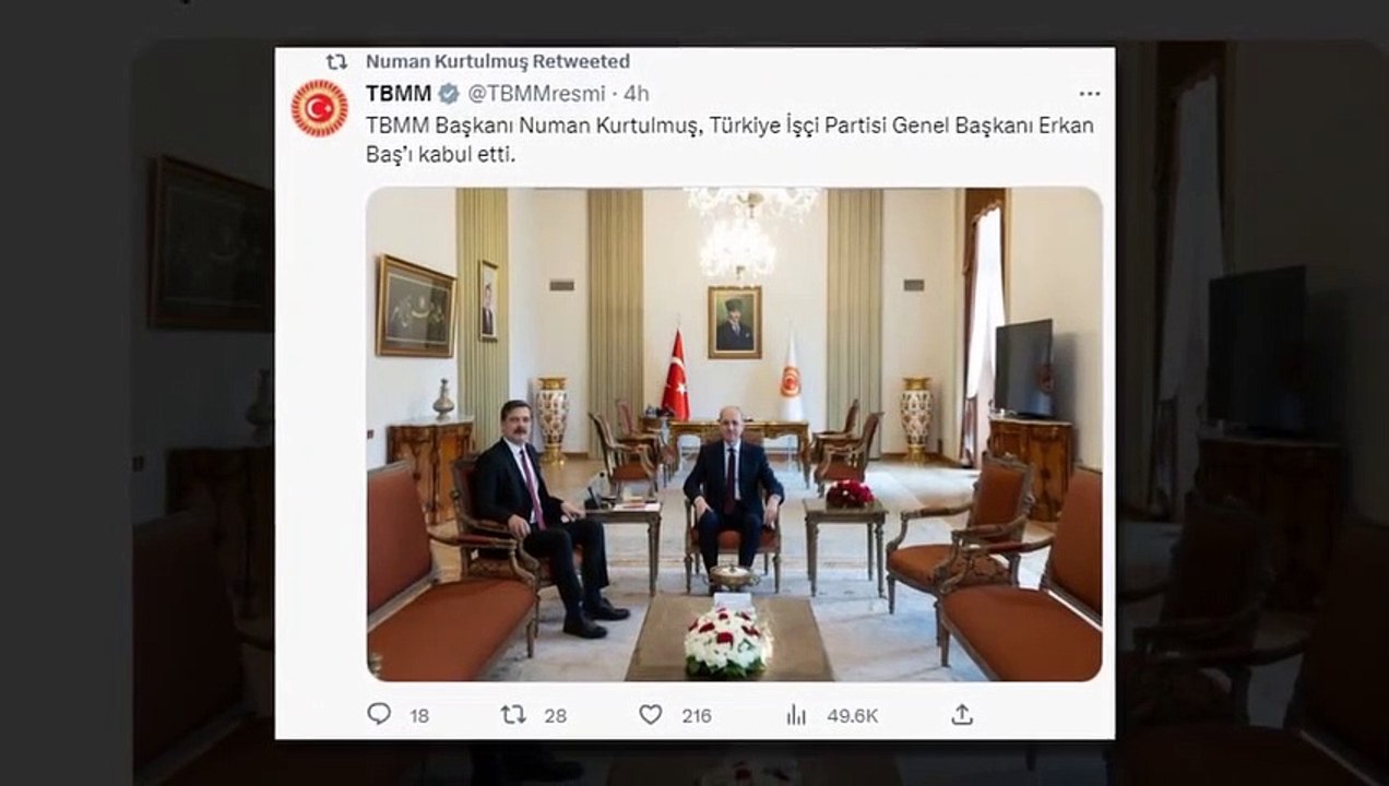 Le président du TIP, Erkan Baş, a rendu visite au président de la Grande Assemblée nationale de Turquie Kurtulmuş ! La détention de Can Atalay a été évoquée