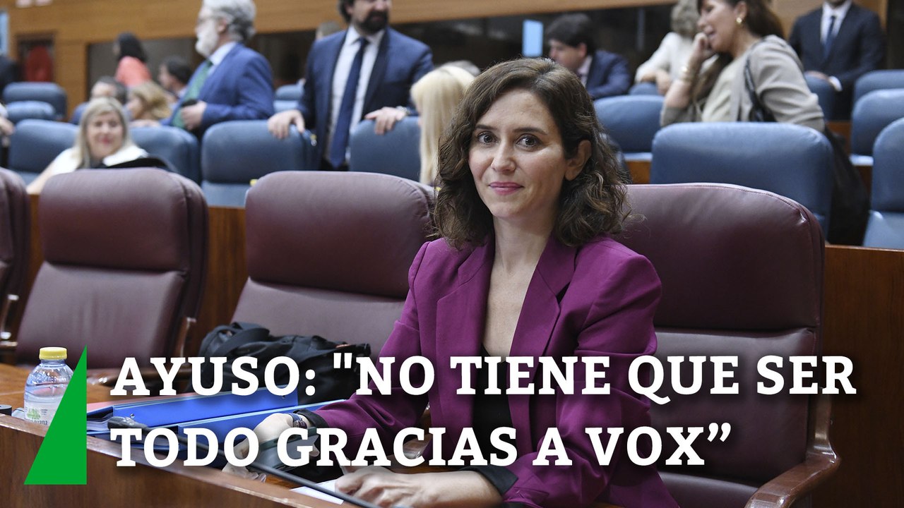 Ayuso: "Yo creo que no tiene que ser todo gracias a VOX, porque eso sería como decirme que hace ya 25 años el PP hacía propuestas por si algún día nacía VOX, y yo creo que eso no es así"