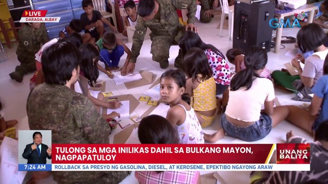 Tulong sa mga inilikas dahil sa Bulkang Mayon, nagpapatuloy | UB