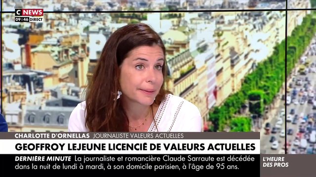 Après le licenciement de Geoffroy Lejeune de Valeurs Actuelles , Charlotte D’Ornellas annonce sur CNews son départ du magazine: Je ne pourrai pas rester dans ce journal, ce n'est pas possible - Regardez