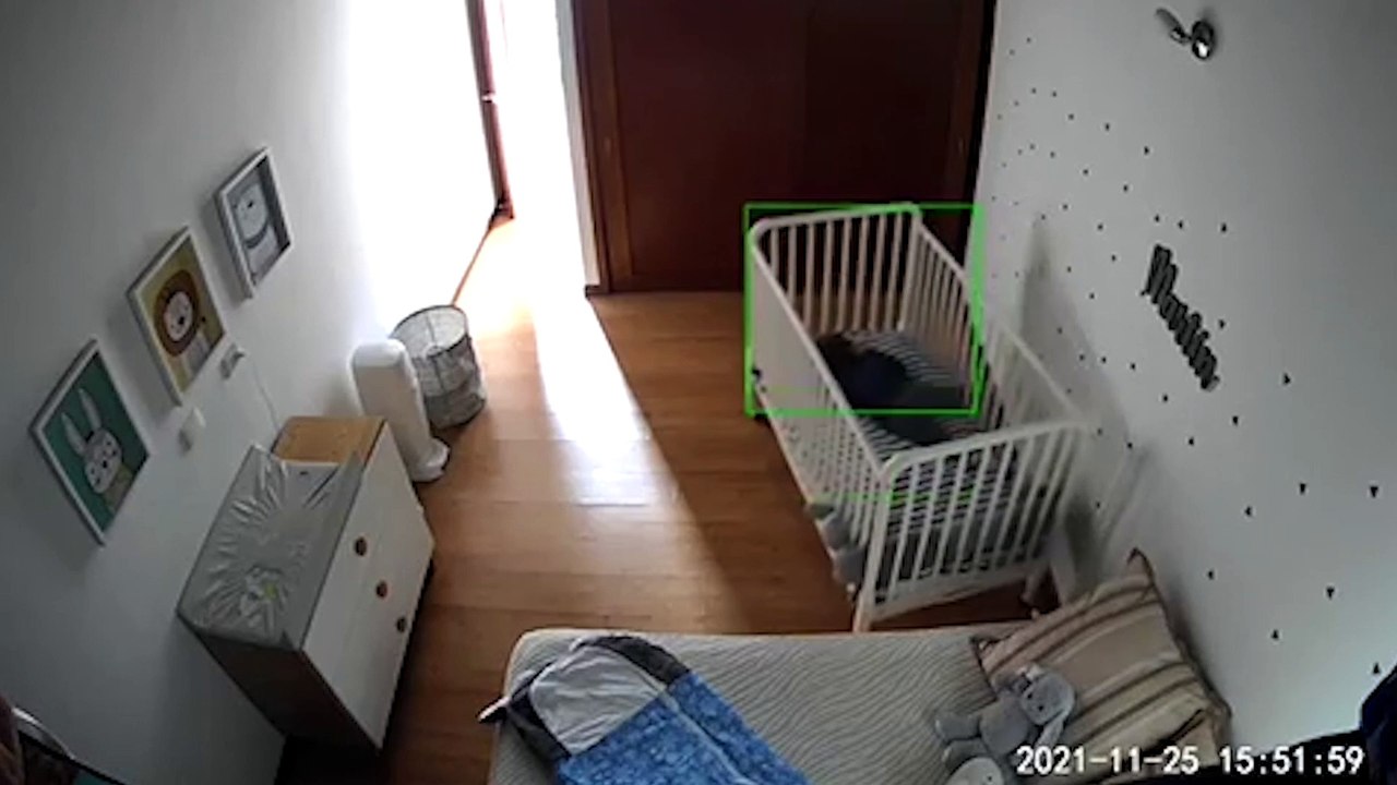 Baby escapes from crib by moving it across his bedroom while still