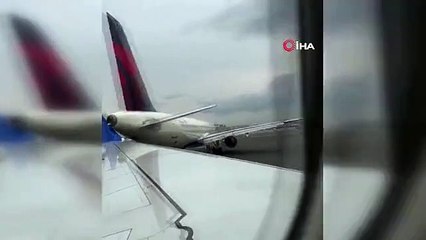 ABD'de yolcu uçağı, diğer uçağın sol kanadına çarptı