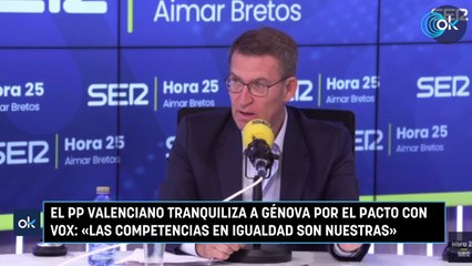 El PP valenciano tranquiliza a Génova por el pacto con Vox «Las competencias en Igualdad son nuestras»