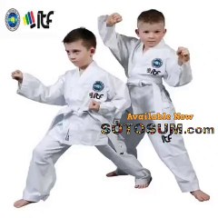 2023 New Adult Male Female Kids White Cotton Uniform ITF Approved Taekwondo Student Gi Equipment Doboks Karate Equipment