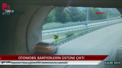 Otomobil bariyerlere çıktı... O anlar kameraya yansıdı