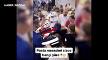 Böyle düğün görülmedi: Düğün pastasına daldılar parçalayarak yediler