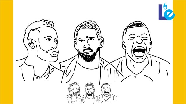 HOW TO DRAW MBAPPE NEYMAR AND MESSI FOOTBALL PLAYER PARIS SAIN GERMAIN