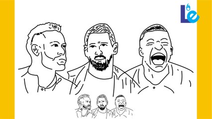 HOW TO DRAW MBAPPE NEYMAR AND MESSI FOOTBALL PLAYER PARIS SAIN GERMAIN