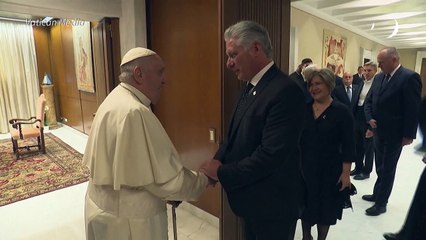 El presidente de Cuba se reúne con el papa Francisco durante su gira europea