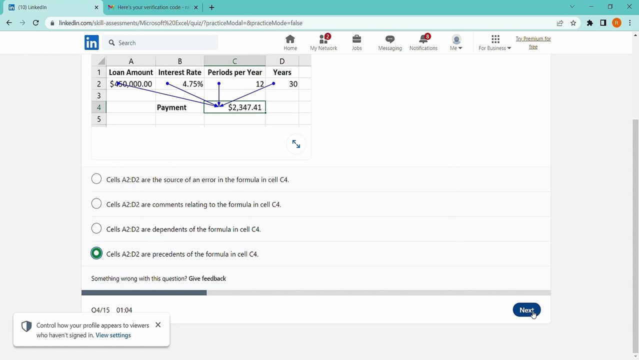 Linkedin Microsoft Excel Skill Assessment Test Answers 2023