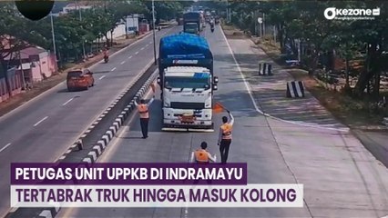 Viral! Razia ODOL, Petugas Unit UPPKB di Indramayu Tertabrak Truk hingga Masuk Kolong