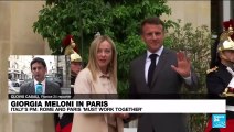 Italy and France 'must work together' says Italy's PM Giorgia Meloni arrived in Paris