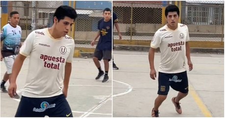 Joven sorprende con combinación de equipos rivales en indumentaria de pichanga