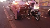 Motociclista fica ferido em acidente na Av. Barão do Rio Branco