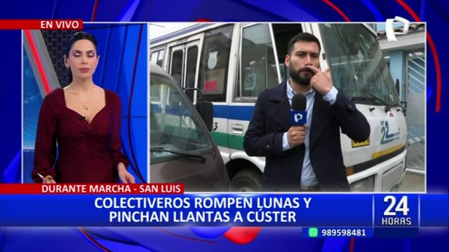San Luis: Colectiveros rompen lunas y pinchan llantas a cúster durante protesta