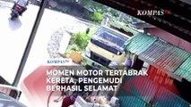 Detik-Detik Motor Tertabrak Kereta, Pengemudi dan Penumpang Berhasil Selamat