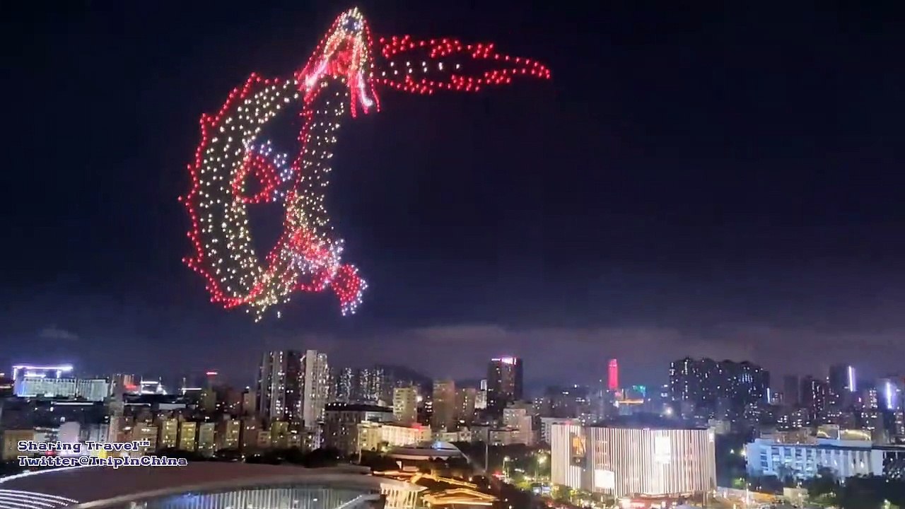 Un dragon volant avec des drones