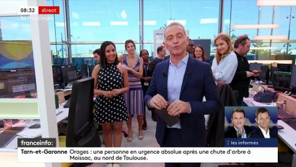 Regardez les adieux très sobres de Samuel Etienne à la matinale de Franceinfo ce matin - Le présentateur a décidé de quitter l'antenne de la chaîne info à la rentrée - VIDEO