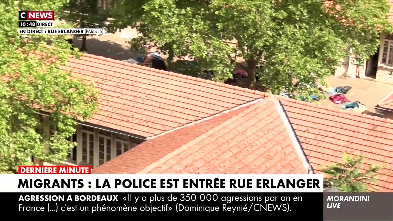 Migrants rue Erlanger: Après le direct de "Morandini Live" hier sur CNews, la police est entrée ce matin dans l'école pour faire place nette à la grande satisfaction des riverains