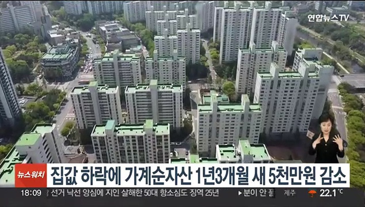 집값 하락에 가계순자산 1년3개월 새 5천만원 감소