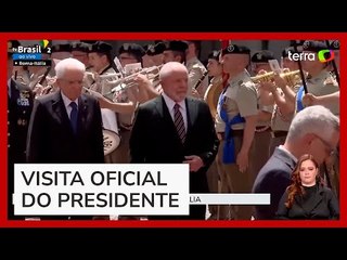 Lula é recebido com tapete vermelho por presidente da Itália antes de encontro com papa